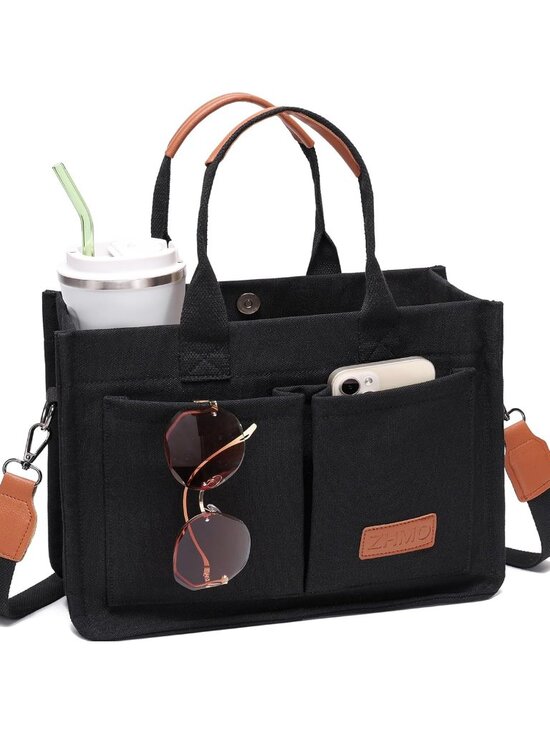 Handbags - Women's Black With Compartments Cross Body Laptop Bags Work Handbags Purse